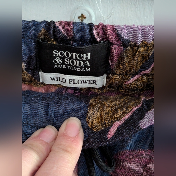 Scotch & Soda Wild Flower Print Jogger Pants Mauve Navy Size 1 - Picture 5 of 6